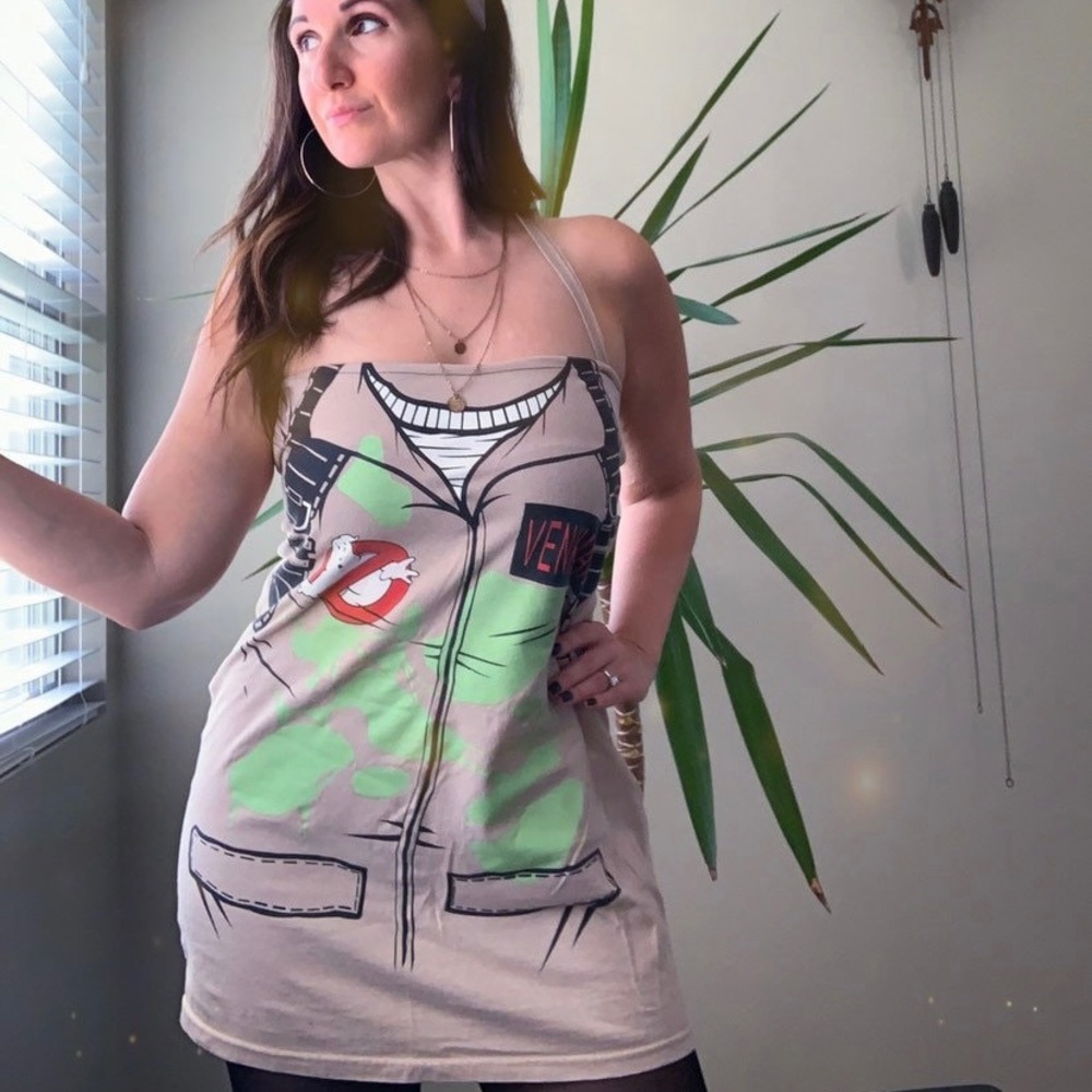 Ghostbusters Pinup Dress Halloween Graphic Tee Halter Costume Ghost Medium Movie - Picture 3 of 11